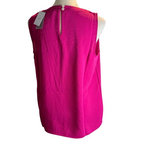 J. Jill Raspberry Pink Pleated Asymmetrical Sleeveless Blouse, Small Tall, NWT - Picture 3 of 8